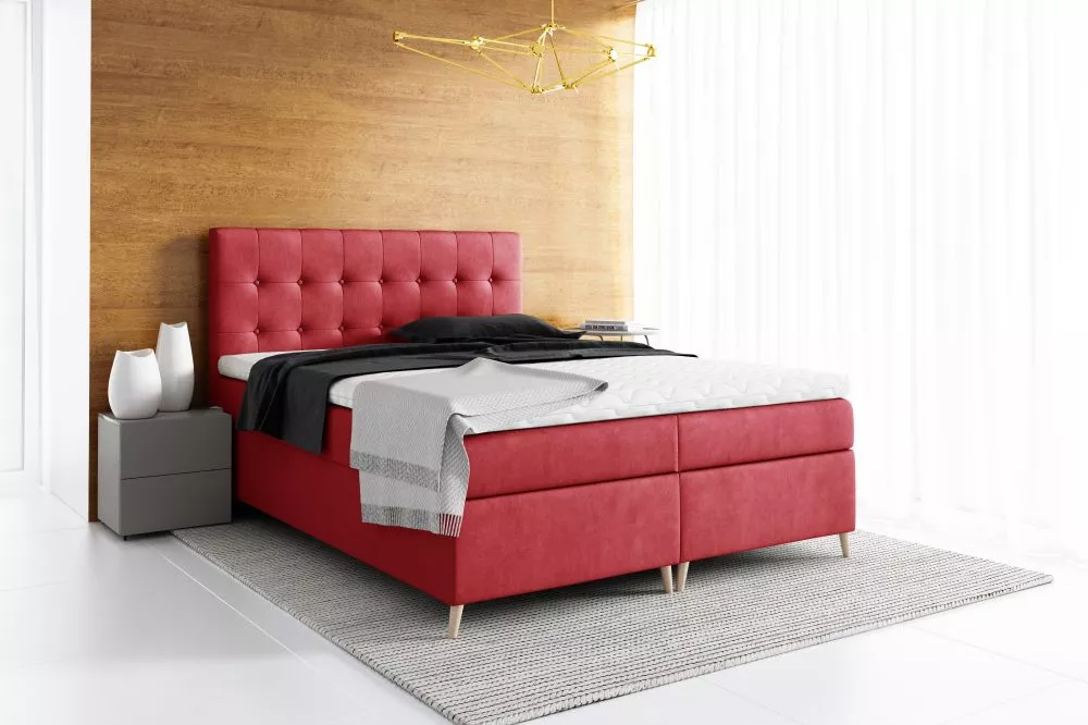Gulta Avanti Boxspring Premium Standard Guļamvietas platums: 160 cm, Guļamvietas garums: 200 cm, · Sarkans · 164 × 208 ×