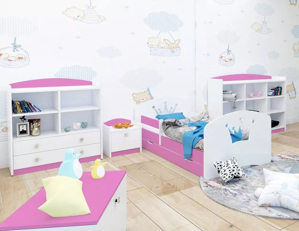 Bērnu gulta Happy Design Korona L08 190x90 ar stelāžu Guļamvietas platums: 90 cm, Guļamvietas garums: 190 cm, · 102 × 19