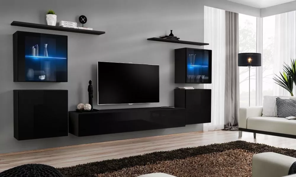 Sekcija Switch 14 · Melna · 320 × 40 × 150 cm