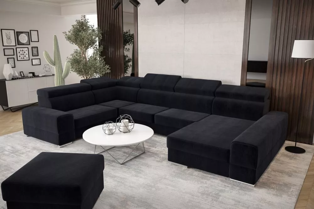 Dīvāns Royal Max 2 standard · Melns · 230 × 375 × 79 cm