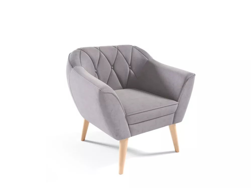 Mīksts krēsls Amelia typ 191 Standard Sēdvietas dziļums: 52 cm, · Gaiši pelēks · 80 × 74 × 75 cm