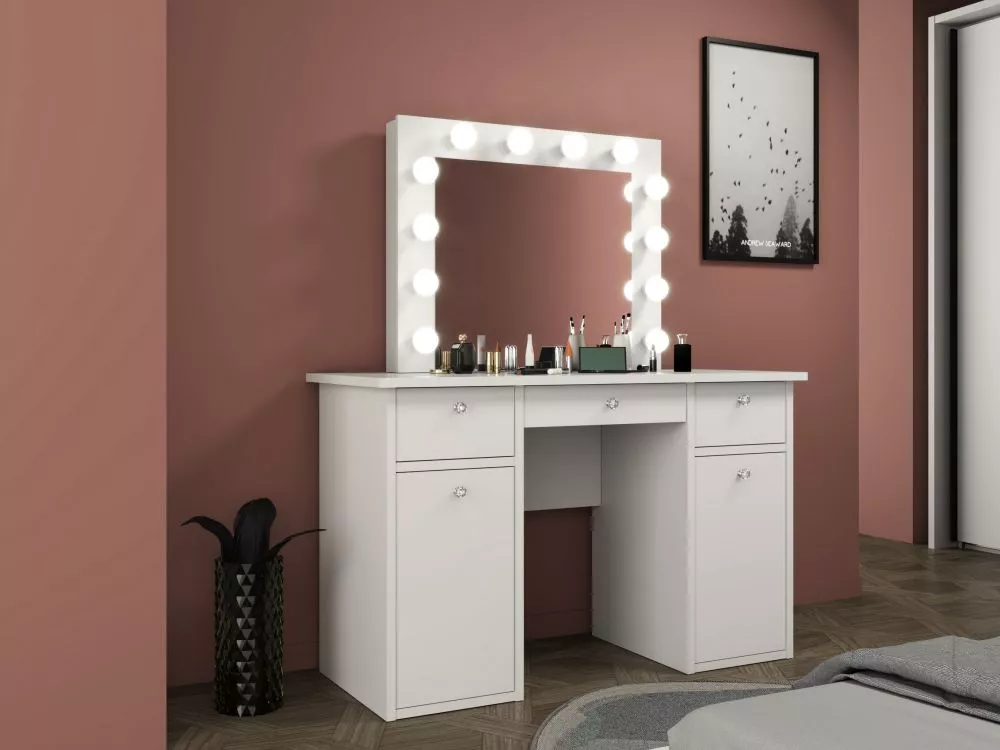 Kosmētikas galds Aria Diamond 12 LED · Balts · 120 × 140 × 50 cm