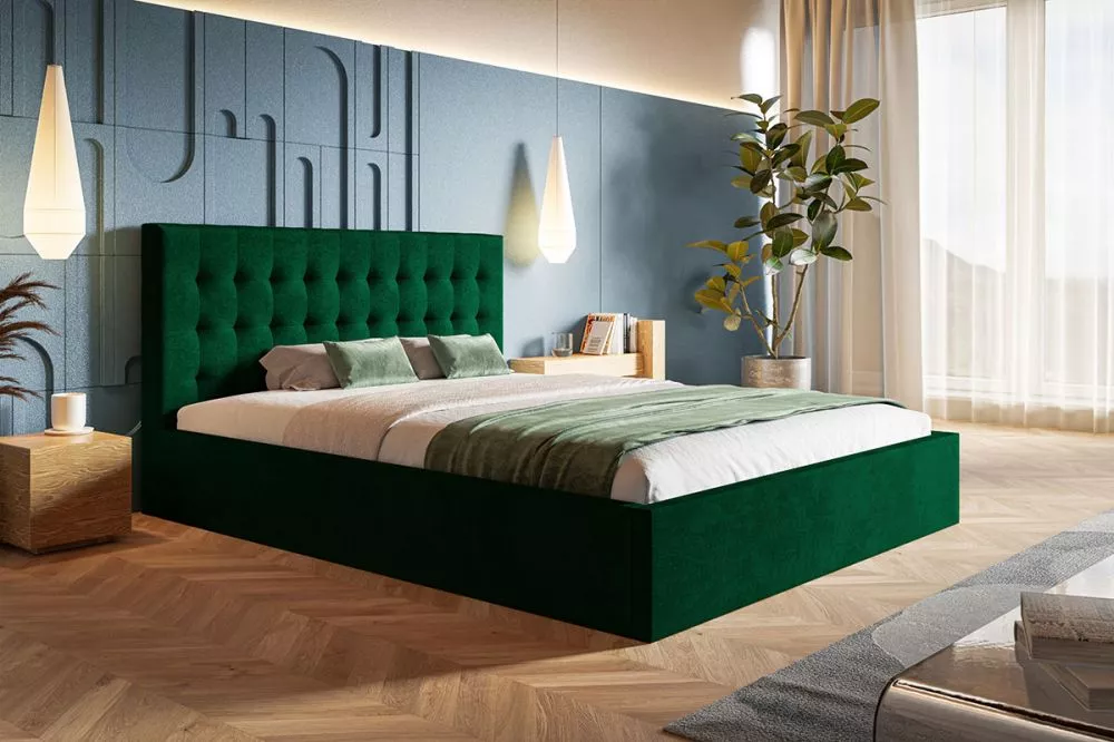 Gulta Slim 2 standard ar stelāžu Guļamvietas platums: 140 cm, Guļamvietas garums: 200 cm, stelāžas tips: koka, · Zaļš · 