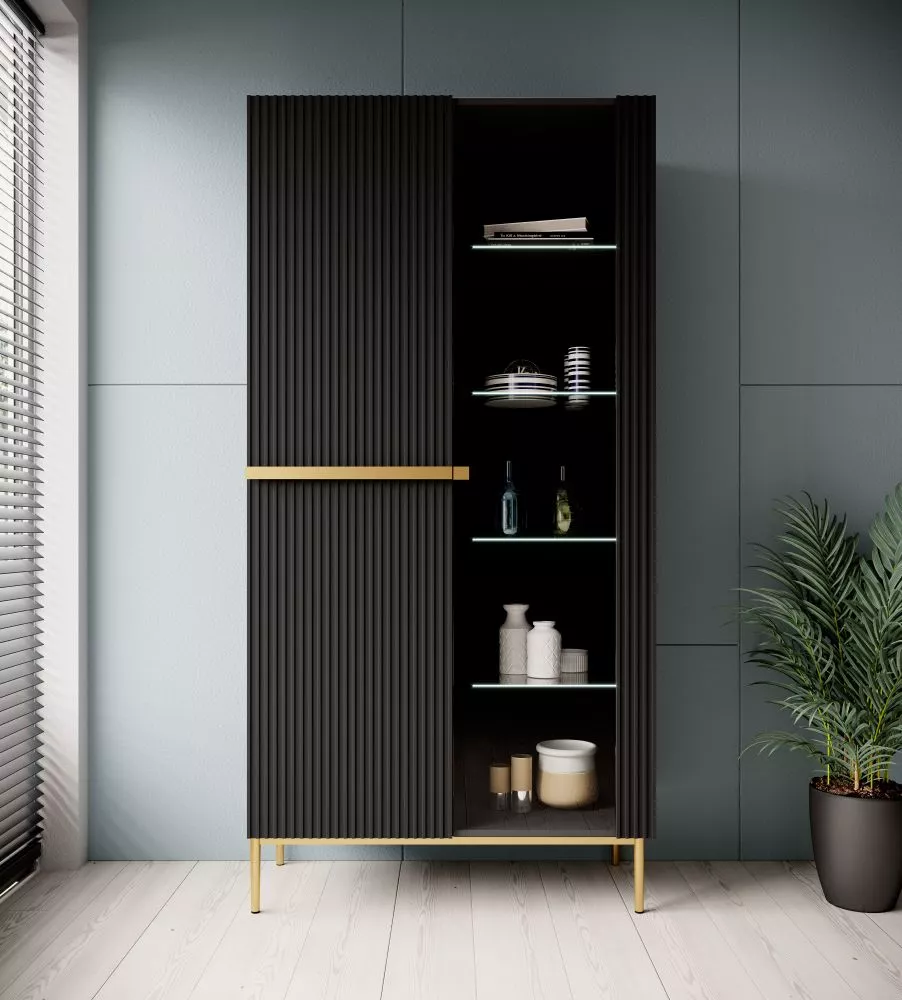Sekcija Nicole W100 2D Gold · Melns · 100 × 45 × 200 cm