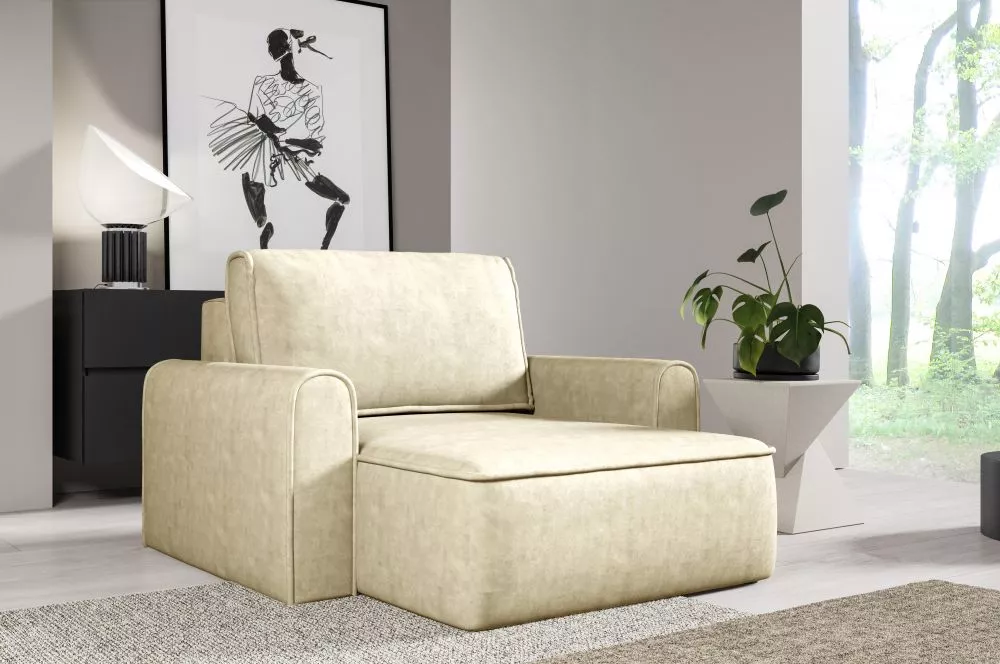 Mīksts krēsls Loretto 1S Long Standard Sēdvietas dziļums: 112 cm, · Bēšs · 140 × 158 × 88 cm