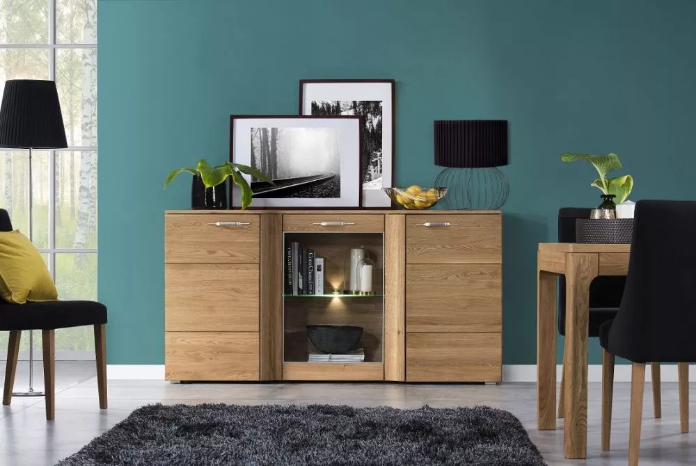 Kumode Locarno 46 ar LED · Zelta ozols · 178 × 43 × 93 cm