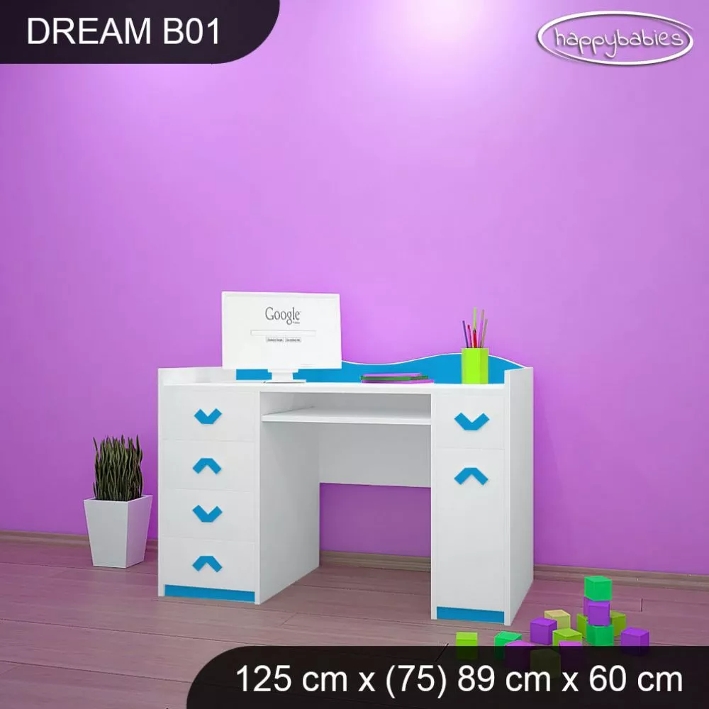Bērnu rakstāmgalds Dream B01 Maksimālais augstums: 89 cm, · 125 × 75 × 60 cm