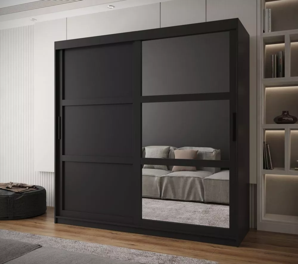 Skapis Miror 3 · Melns · 200 × 62 × 200 cm