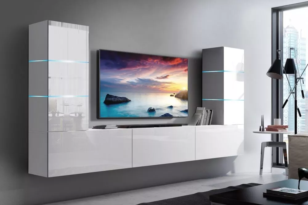Sekcija Concept 57 ar LED · Balts · 273 × 35 × 147 cm