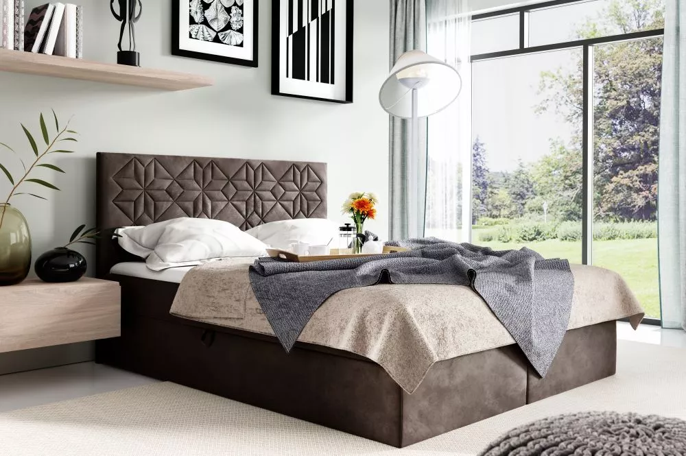 Gulta Box 1 Comfort Boxspring Standard Guļamvietas platums: 160 cm, Guļamvietas garums: 200 cm, · Tumši brūns · 164 × 20