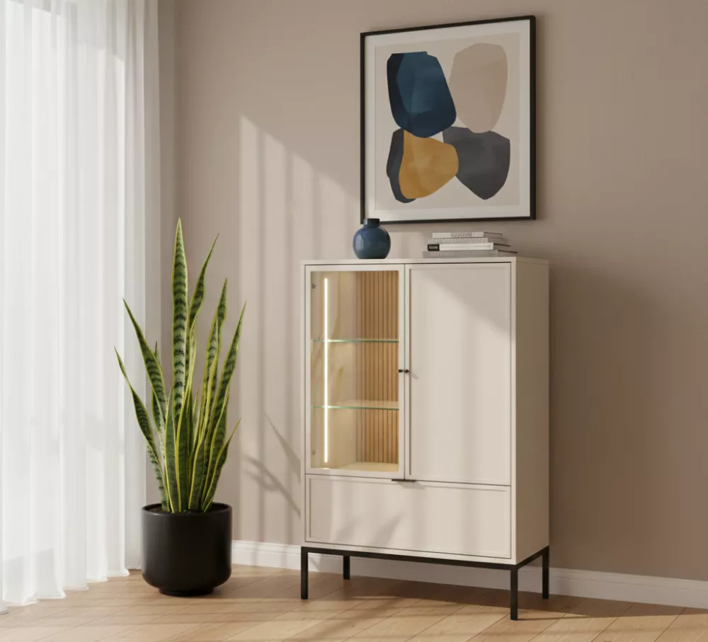 Sekcija Deco 2D1S ar LED Korpusa krāsa: kašmīrs, · 76 × 40 × 115 cm
