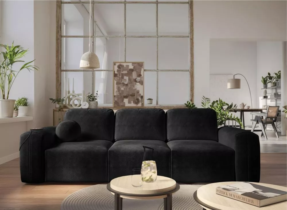 Dīvāns Berno Sofa Standard · Melns · 97 × 256 × 83 cm