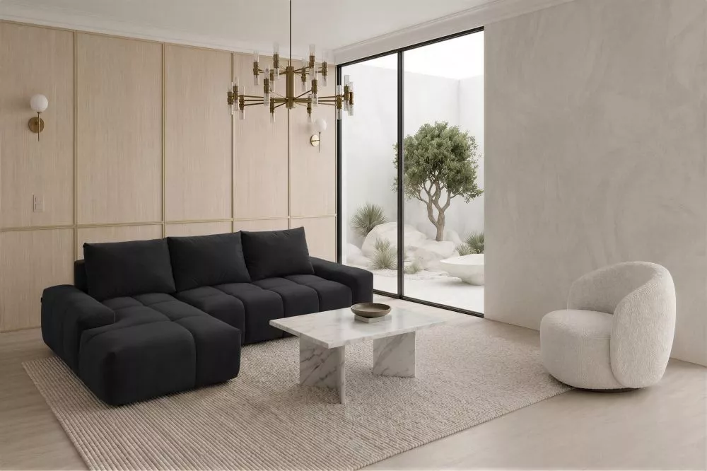 Dīvāns Marcelo 1 Standard · Melns · 151 × 257 × 83 cm