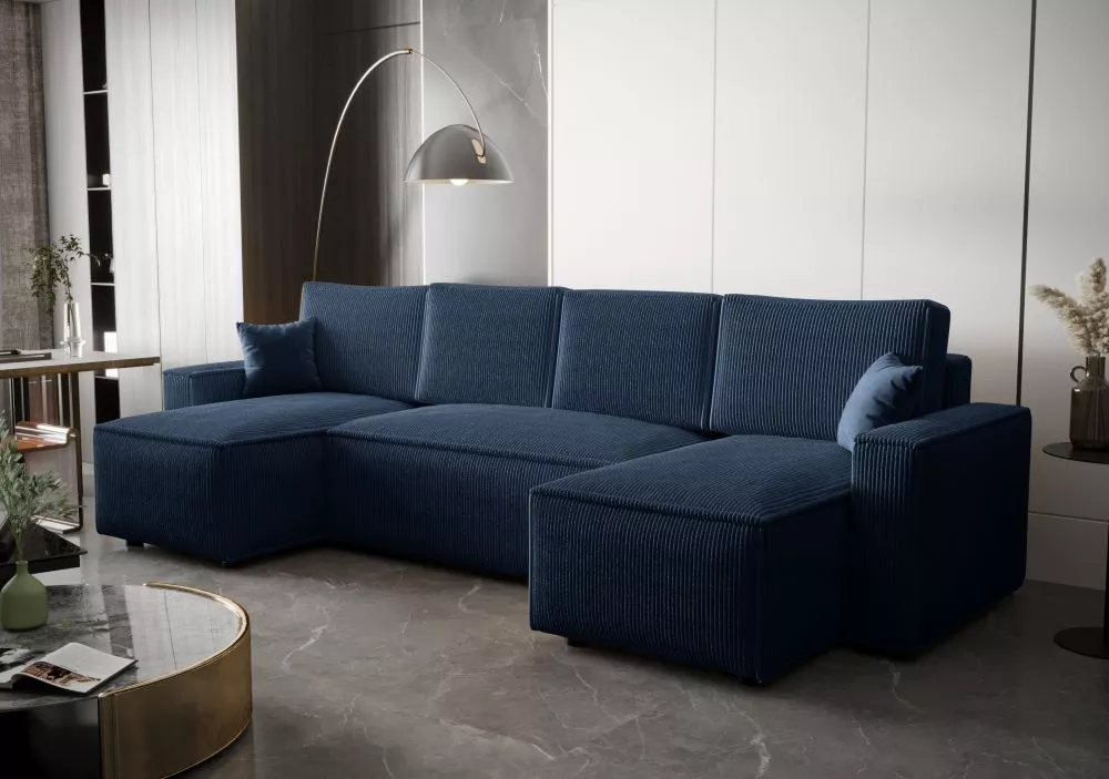 Dīvāns Ambro U standard · Zila · 143 × 300 × 85 cm