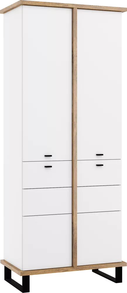 Grāmatu skapis Cross CRO-01 Korpusa krāsa: balts, Elementu krāsa: ozols burgund, · 80 × 45 × 195 cm