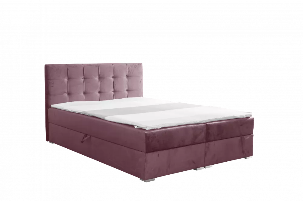 Gulta Vario Boxspring Standard Guļamvietas platums: 140 cm, Guļamvietas garums: 200 cm, · Tumši rozā · 140 × 207 × 110 c