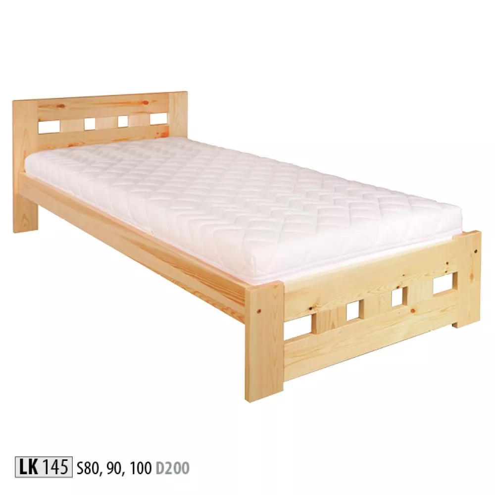 Gulta LK 145 ar stelāžu Kājiņu izmērs: 12x2.5 cm, Guļamvietas platums: 100 cm, Guļamvietas garums: 200 cm, stelāžas tips