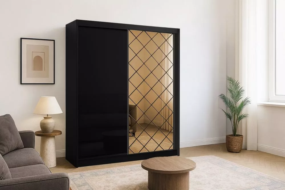 Skapis Caro 200 · Melns · 203 × 62 × 217 cm