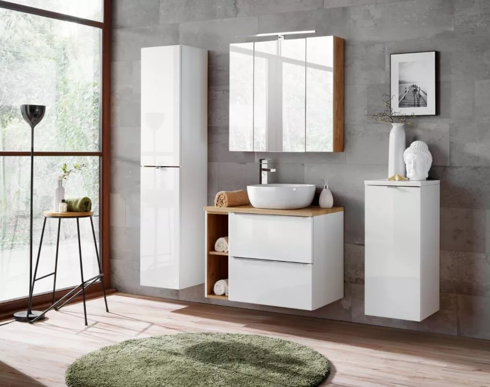 Vannas istabas komplekts Capri White 1 ar LED · 170 × 46 cm