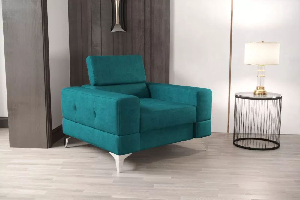 Mīksts krēsls Toscania 1S standard Sēdvietas dziļums: 56 cm, · Tirkīzs · 115 × 97 × 78 cm