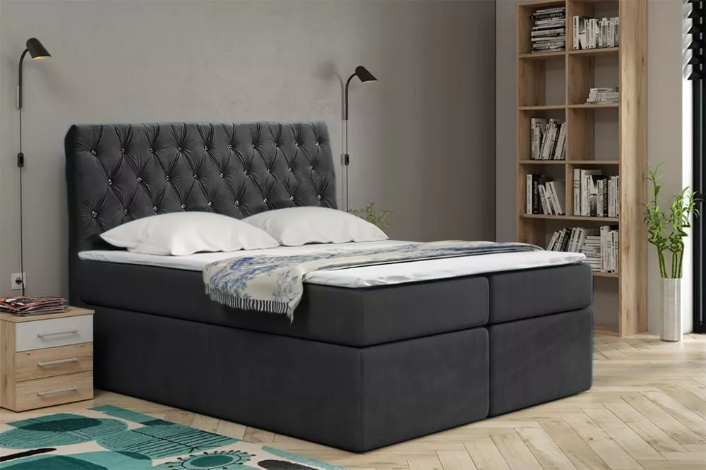 Gulta Boxspring 58 standard Guļamvietas platums: 120 cm, Guļamvietas garums: 200 cm, · Pelēks · 121 × 210 × 122 cm