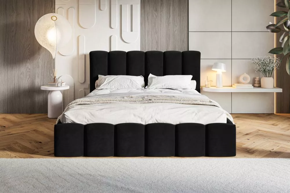 Gulta Slim 11 standard ar stelāžu Guļamvietas platums: 180 cm, Guļamvietas garums: 200 cm, stelāžas tips: koka, · Melns 