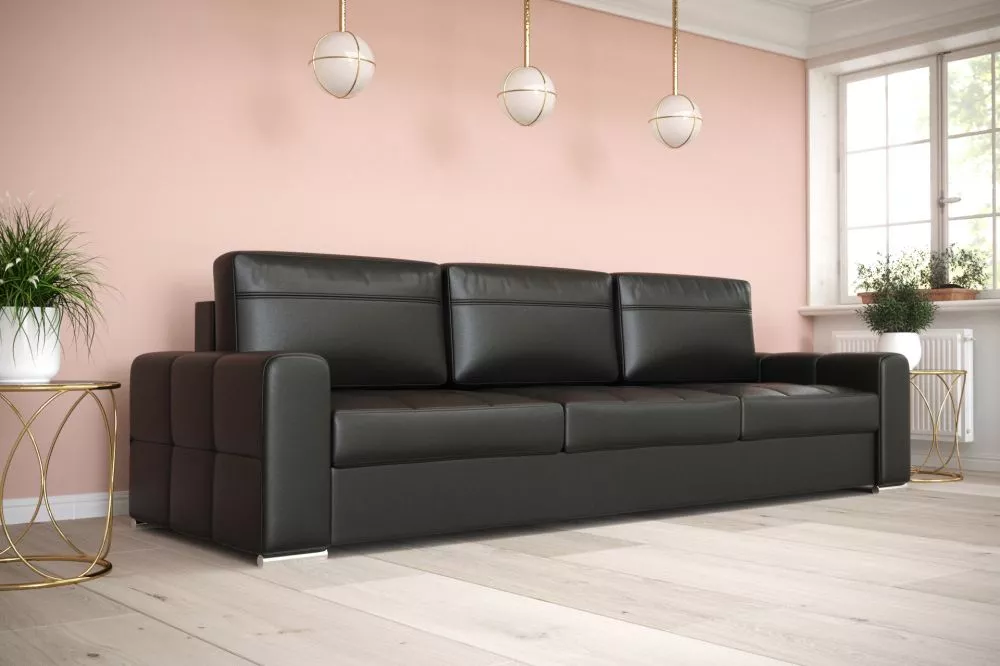 Dīvāns Verona DL Standard · Melns · 95 × 250 × 82 cm