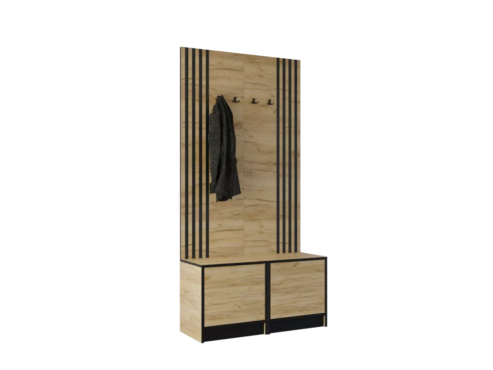 Koridora iekārta Eden Plus 19 · Ozols craft zelts · 106.4 × 39 × 205 cm