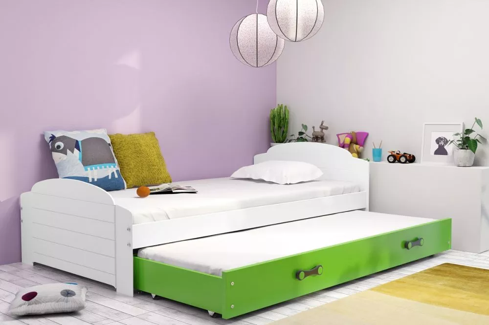 Bērnu gulta Lili Trundle White ar stelāžu Guļamvietas platums: 90 cm, Guļamvietas garums: 200 cm, · 97 × 206 × 61 cm