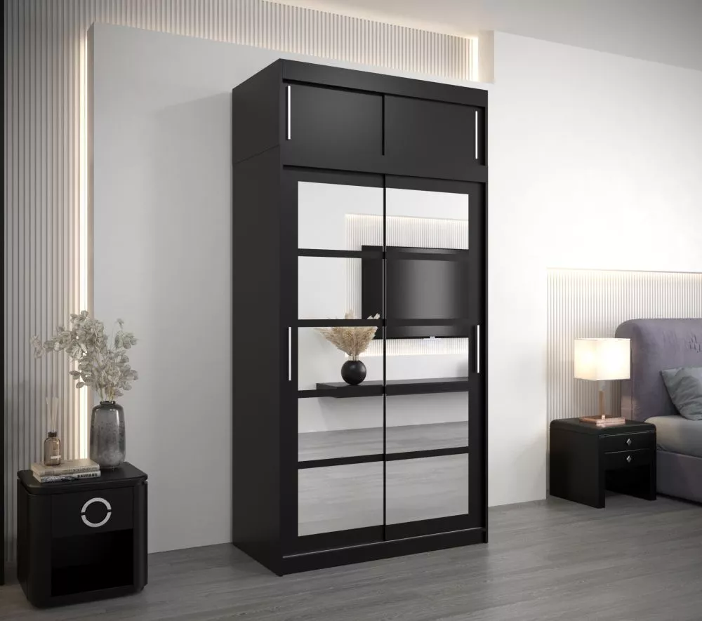 Skapis Roma 2 Premium · Melns · 120 × 62 × 240 cm