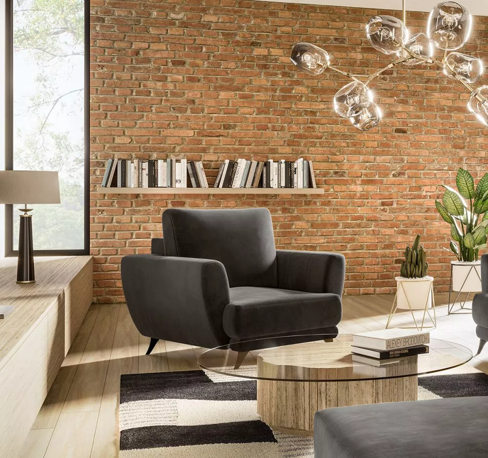 Mīksts krēsls Megis 1S Lux standard Sēdvietas dziļums: 60 cm, · Melns · 102 × 94 × 87 cm
