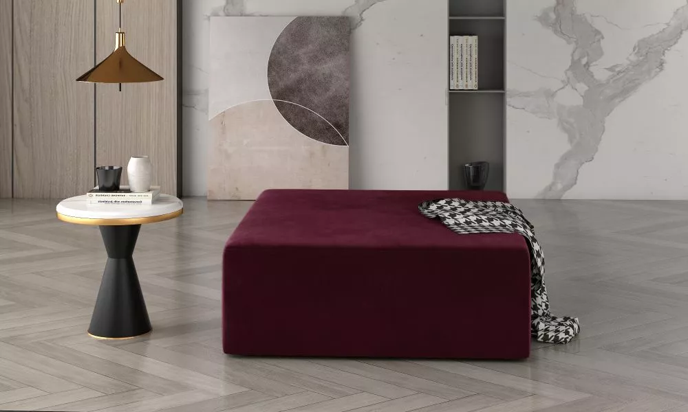 Pufs Kelim Standard Auduma numurs: Mat Velvet 68, · Tumši rozā · 83 × 42 × 83 cm