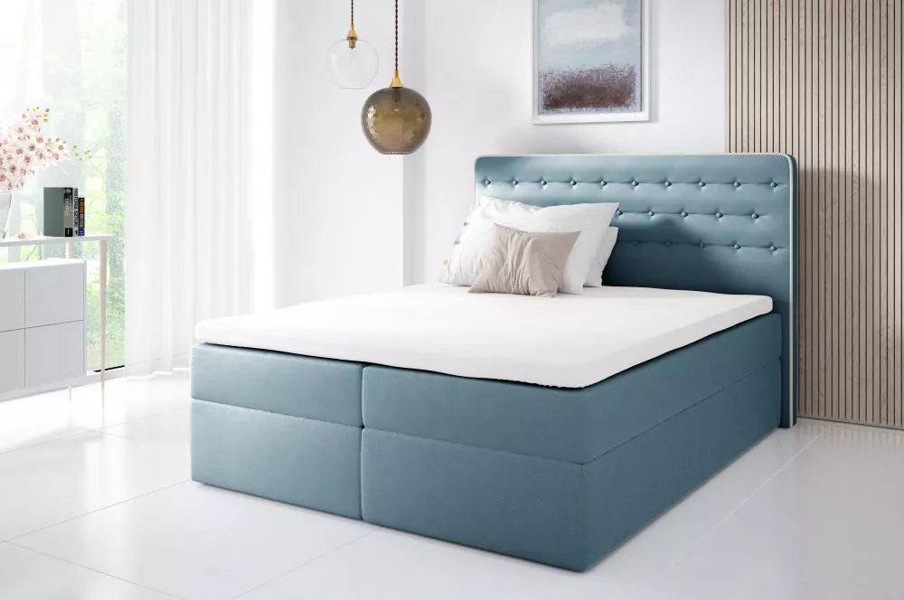 Gulta Malmo Boxspring Premium Standard Guļamvietas platums: 160 cm, Guļamvietas garums: 200 cm, · Zili pelēks · 162 × 20