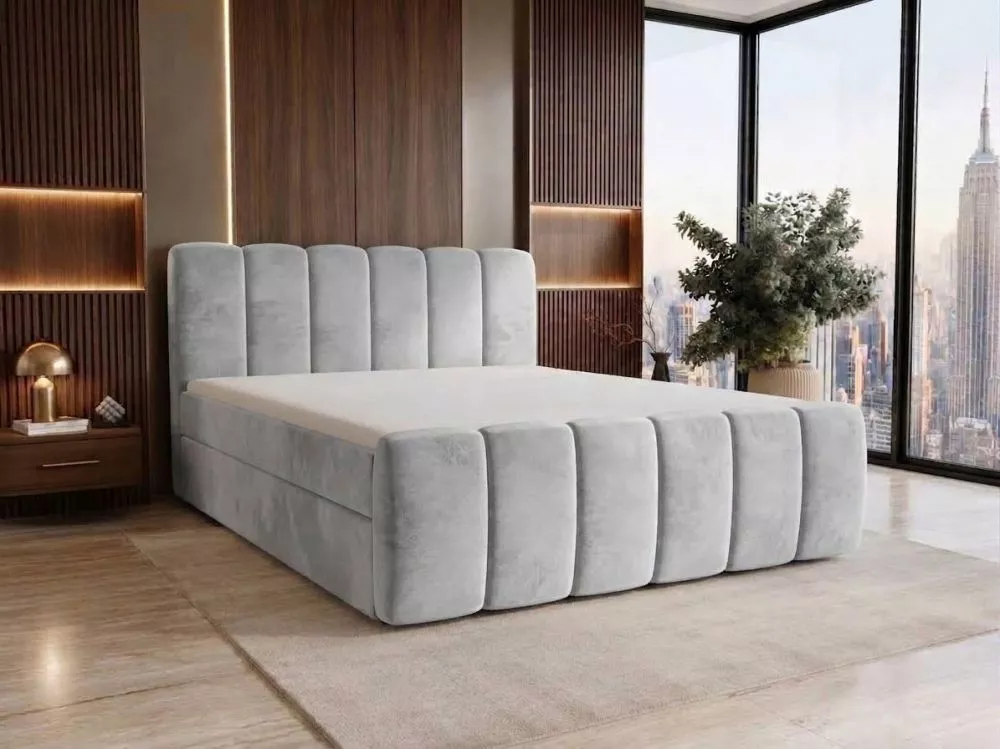 Gulta Cloe Boxspring Standard Guļamvietas platums: 160 cm, Guļamvietas garums: 200 cm, · Gaiši pelēks · 160 × 214 × 110 