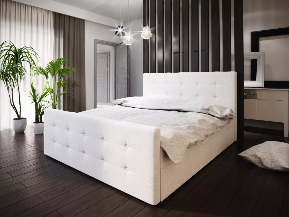 Gulta Milano 1 Boxspring Standard Guļamvietas platums: 140 cm, Guļamvietas garums: 200 cm, · Bēšs · 145 × 216 × 106 cm