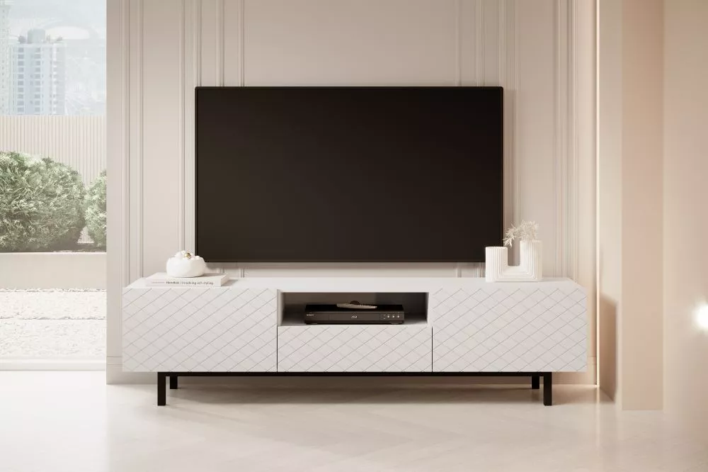 TV tumba Scalia 2 RTV 190 2K1SZ Black · Balts · 190 × 42 × 49 cm