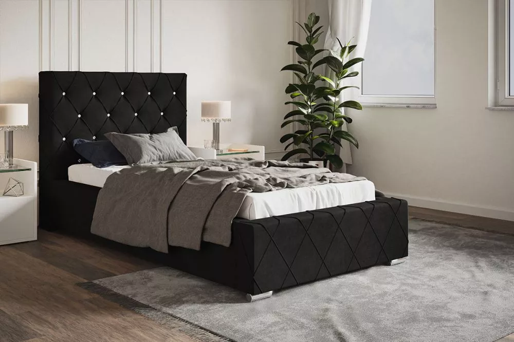 Gulta Bed 4 standard ar stelāžu Guļamvietas platums: 90 cm, Guļamvietas garums: 200 cm, stelāžas tips: koka, · Melns · 1