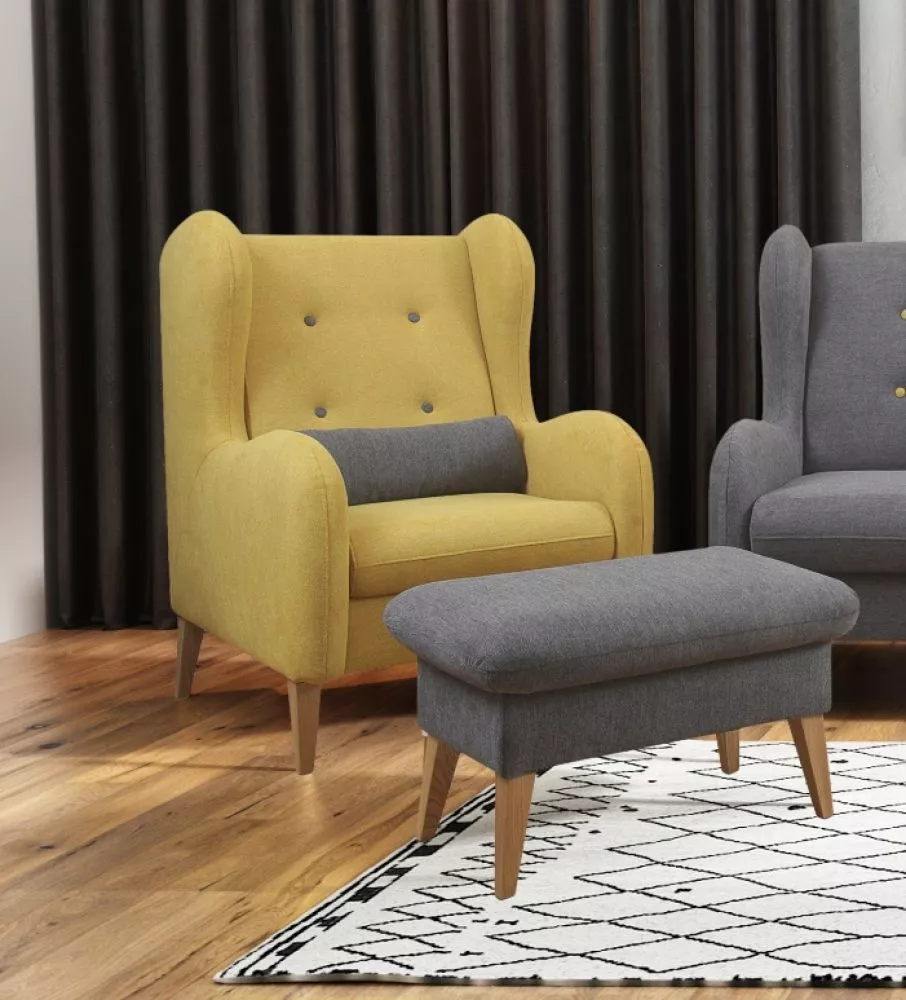 Mīksts krēsls Lahti 1S+P Standard Sēdvietas dziļums: 59 cm, · Dzeltens + pelēks · 76 × 85 × 105 cm