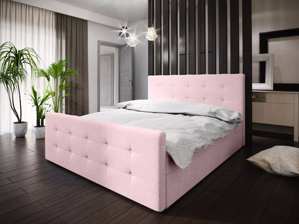 Gulta Milano 1 Boxspring Standard Guļamvietas platums: 160 cm, Guļamvietas garums: 200 cm, · Rozā · 165 × 216 × 106 cm