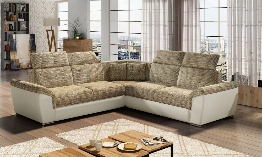Dīvāns Federico Classic standard · Bēšs + balts · 268 × 268 × 102 cm