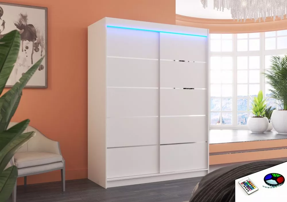 Skapis Luft ar LED · Balts · 150 × 58 × 200 cm
