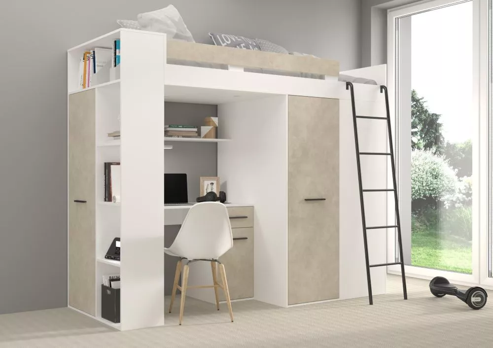 Divstāvu gulta Verana P ar stelāžu Guļamvietas platums: 90 cm, Guļamvietas garums: 200 cm, · 120 × 236 × 190 cm