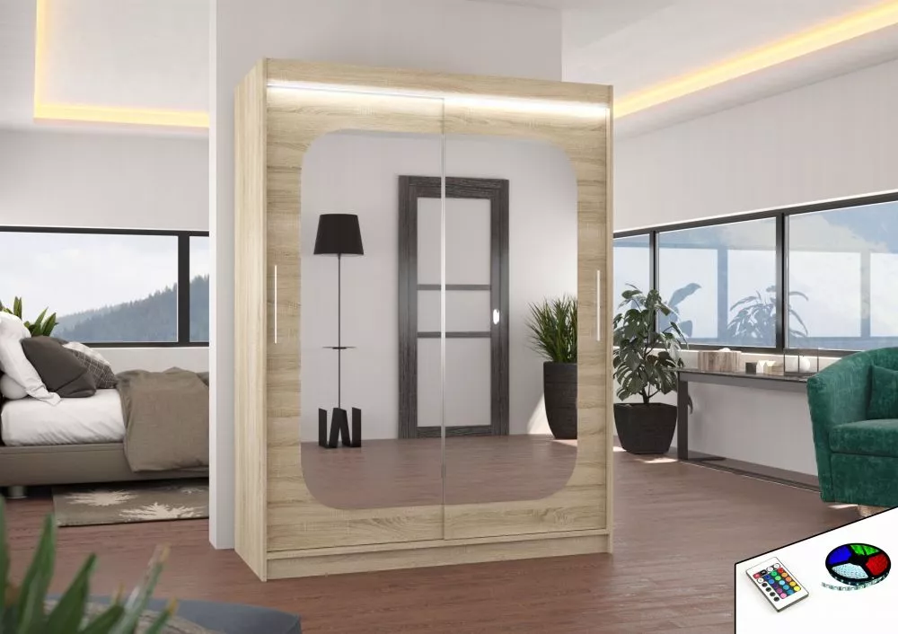 Skapis Clever Classic ar LED · Sonoma · 150 × 58 × 200 cm