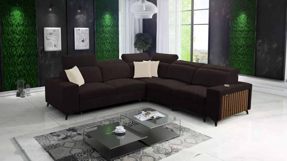 Dīvāns Bartone 3 Standard · Tumši brūns · 283 × 283 × 83 cm