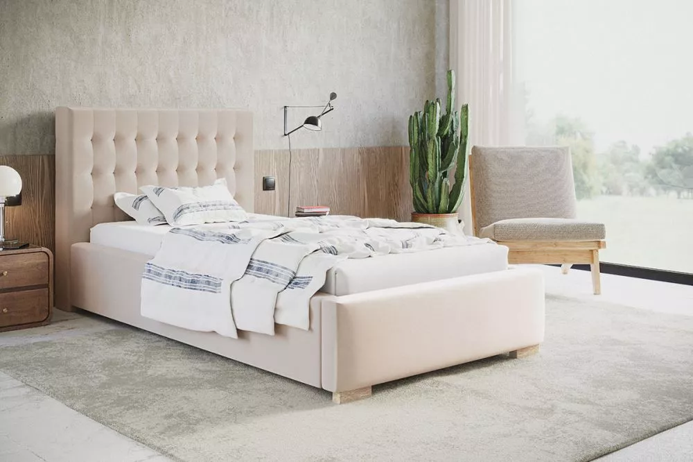 Gulta Bed 2 standard ar stelāžu Guļamvietas platums: 90 cm, Guļamvietas garums: 200 cm, stelāžas tips: koka, · Krēma · 1