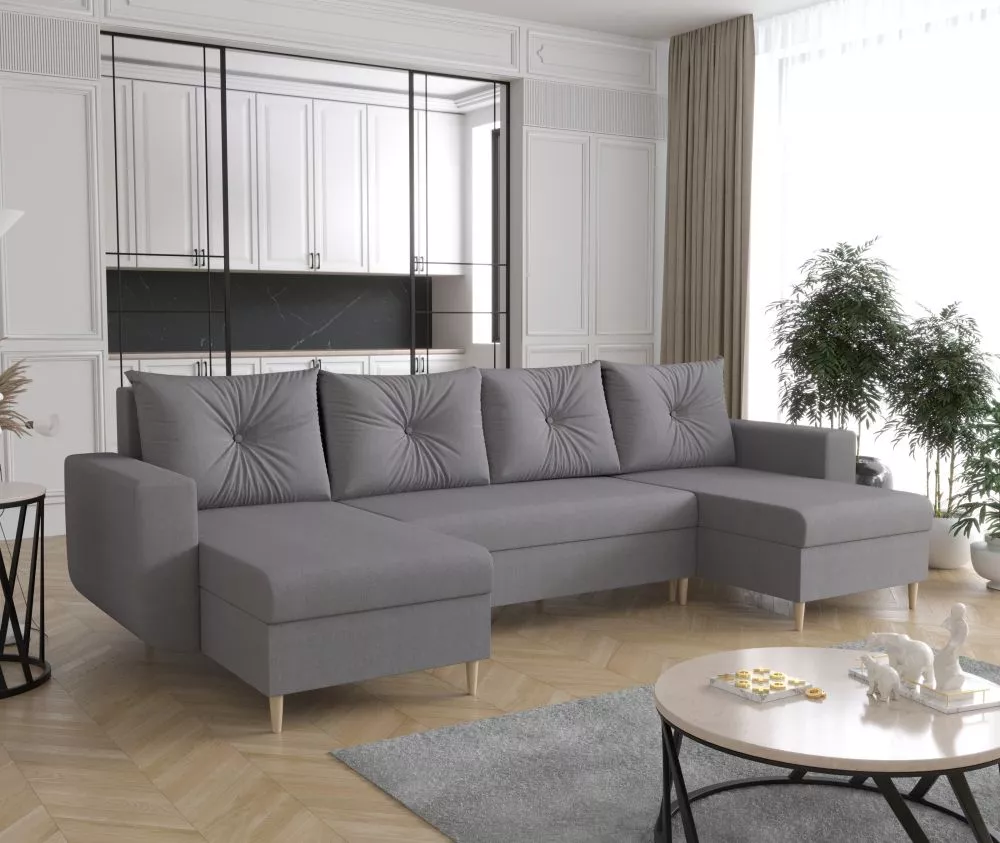 Dīvāns Delfin U Standard · Pelēks · 145 × 310 × 85 cm