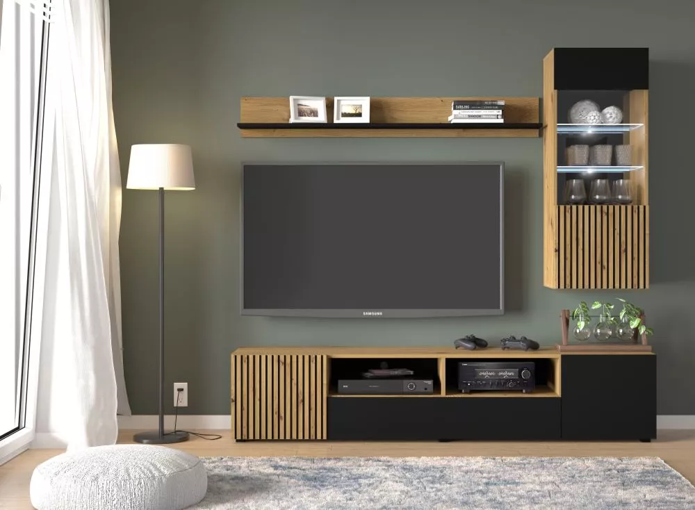 Sekcija Auris B ar LED Korpusa krāsa: ozols artisan, · 200 × 42 × 187 cm