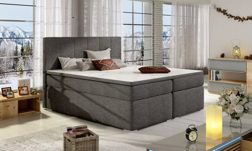 Gulta Bolero Boxspring standard Guļamvietas platums: 140 cm, Guļamvietas garums: 200 cm, · Pelēks · 143 × 205 × 126 cm