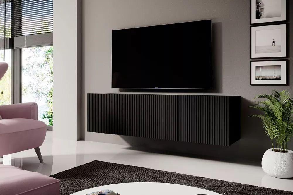 TV tumba Nicole RTV 150 2K1SZ W · Melns · 150 × 45 × 33 cm