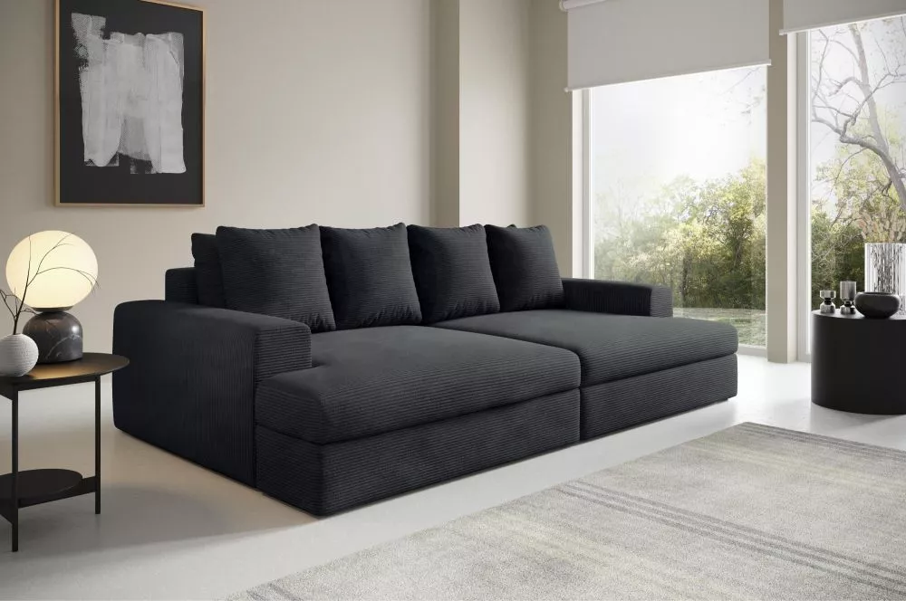 Dīvāns Siena 4 Standard · Melns · 167 × 272 × 76 cm